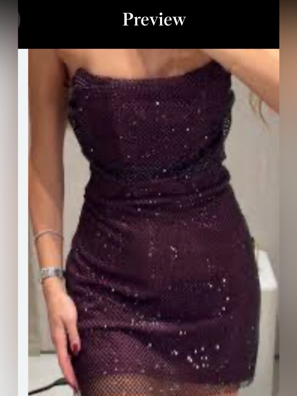 Zara’s viral crystal dress. Excellent condition. Size small. Rich Burgundy